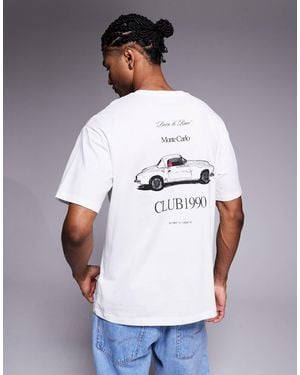 ADPT Oversized T-shirt With Car Club Backprint - White