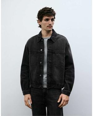 Pull&Bear Denim Trucker Jacket - Black