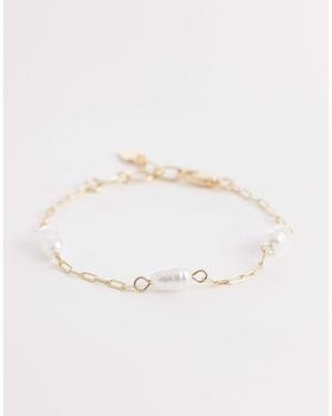 ASOS Pack Of Two Bracelets With Faux Pearl Design - Natural