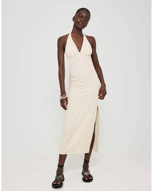 Bershka – neckholder-midikleid - Natur