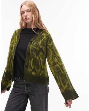 ASOS Rebeca Extragrande Con Estampado Animal De Punto Cepillado De - Verde