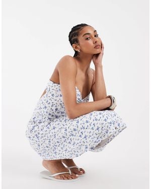 Hollister Twist Bust Slip Midi Dress - White