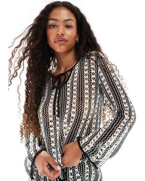 Vero Moda Long Sleeved Crochet Lace Top - Multicolour