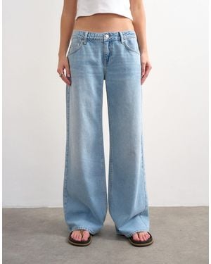 TOPSHOP Low Rise Wide Leg Jeans - White