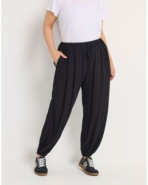 Yours Clothing Cuffed Balloon Trousers - Black