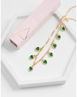 ASOS Collana Con Catenina Dorata Con Charm A Forma Di Cuore Verde - Marrone
