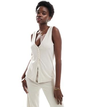 Vero Moda Ribbed Longline Sleeveless Top Co-ord - White