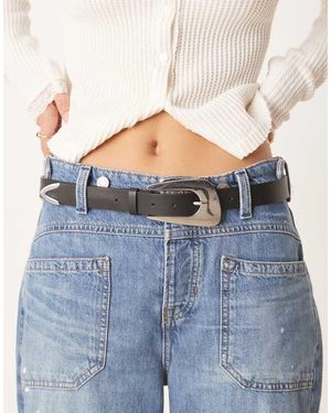 Gina Tricot Hip Belt With Silver Buckle - Blue