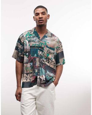 Element Camicia Comoda Stile Resort Multicolore Con Grafica - Blu