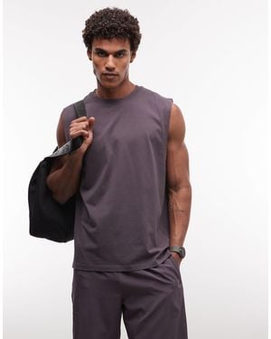 4505 Icon Oversized Cotton Pump Training Tank Top With Quick Dry Finish - Purple