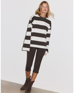 Stradivarius Boxy Long Sleeve Striped T-shirt - Brown