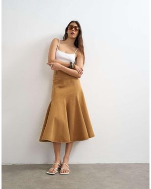 TOPSHOP Denim Fit And Flare Maxi Skirt - White