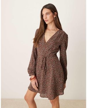 Glamorous Wrap Mini Dress - Brown