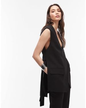 ARKET Wool Blend Tie Back Vest - Black