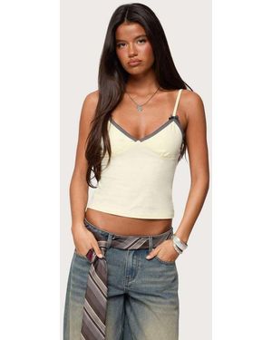 Edikted Ruelle Contrast Frill Tank Top - Grey
