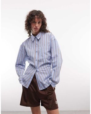 Collusion Cinched Waist Oversized Shirt - Blue