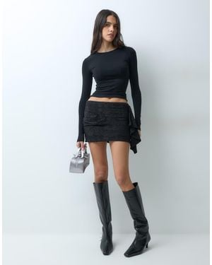 ASOS Devoré Gedrapeerde Skort - Zwart