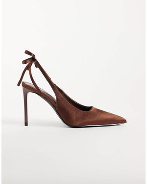 SIMMI Simmi london celina slingback-schuhe mit absatz und schleifendetail aus em satin - Braun