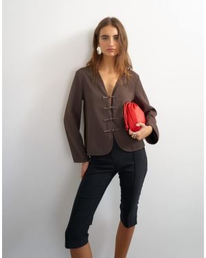 TOPSHOP frogging Detail Top - Brown