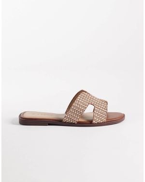 SEQWL Wide Fit Storke Flat Sandals - Brown