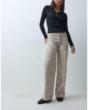 Mango Teen Jeans Dritti Con Stampa Cervi - Neutro