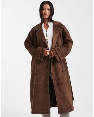 Miss Selfridge Suedette Trench Coat - Brown