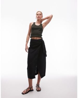 Mango Linen Wrap Skirt - White