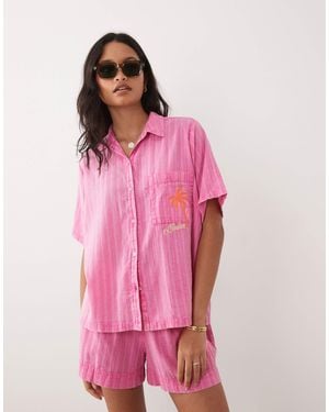 Rip Curl – kurzärmliges strandhemd - Pink