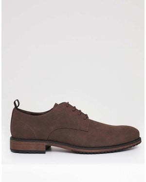 Threadbare Faux Suede Derby Shoes - Brown