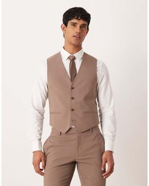 ASOS Skinny Suit Waistcoat - Natural