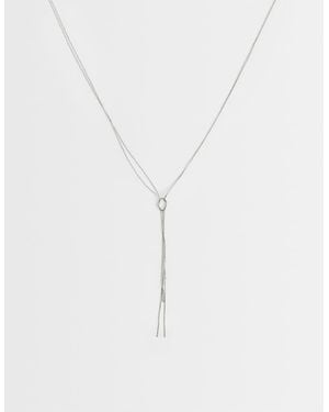 ASOS Lariat Necklace With Fine Snake Knot Design - White