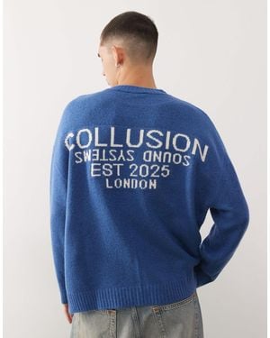 Collusion – kastiges sweatshirt aus strick - Blau