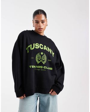 ASOS Asos Design Curve Oversized Sweatshirt With Tuscany Graphic - Black