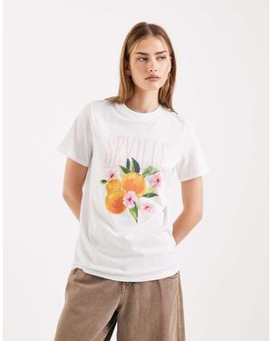 New Look Printed Girlfriend Tee - White