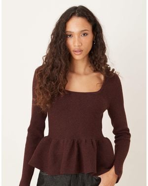 ASOS Structured Peplum Hem Top - Brown