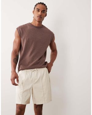 New Look Pintuck Tie Waist Shorts - Brown