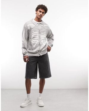 X-Large Scanner Knitted Button Up Cardigan - White
