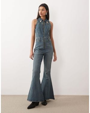 Wrangler X lainey wilson – elastischer jeans-jumpsuit - Blau