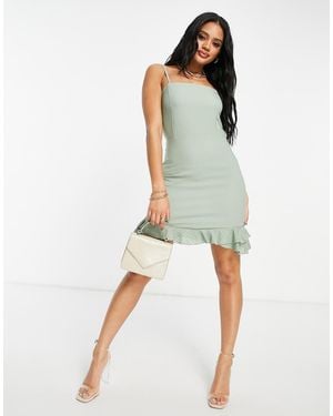 Trendyol Flutter Hem Mini Dress - Green