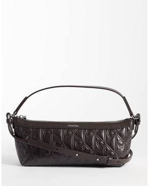 Calvin Klein Mini Borsa A Spalla Con Stampa Emblema E Tracolla - Grigio