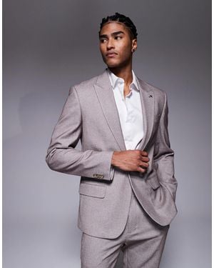 River Island Slim Textured Suit Jacket - Gray