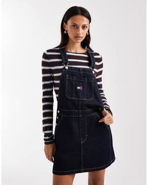 Tommy Hilfiger Vestido Azul Añil Lavado Estilo Peto De -Azul Marino