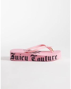 Juicy Couture Y2K Heritage Crest Logo Wedge Sliders - Pink