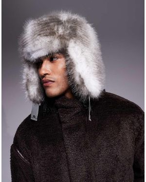 ASOS Fur Trapper Hat - Grey