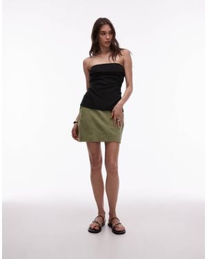 TOPSHOP Co-ord Real Suede Pelmet Mid Waist Mini Skirt - White