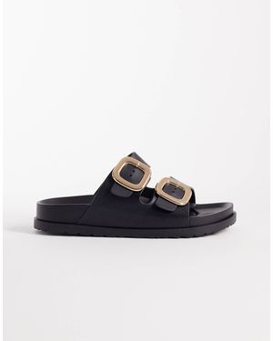 London Rebel Astra Double Buckle Sandals - Blue