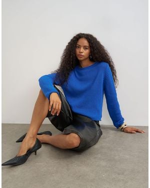 TOPSHOP Strickoberteil mit langen ärmeln und rollsaumabschlüssen - Blau