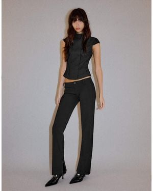 Bershka Petite Slim Fit Low-rise Trousers - Black