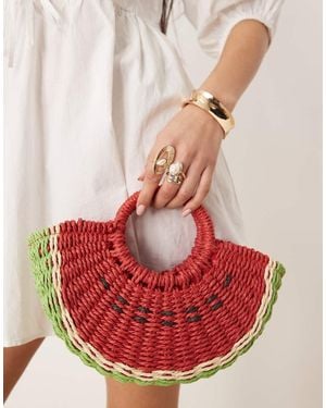 ASOS Straw Watermelon Mini Tote Bag - White