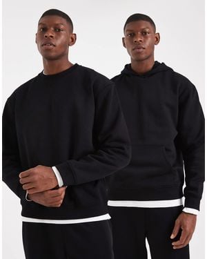 ASOS Essentials 2 Pack Of Hoodie And Sweatshirt - Black